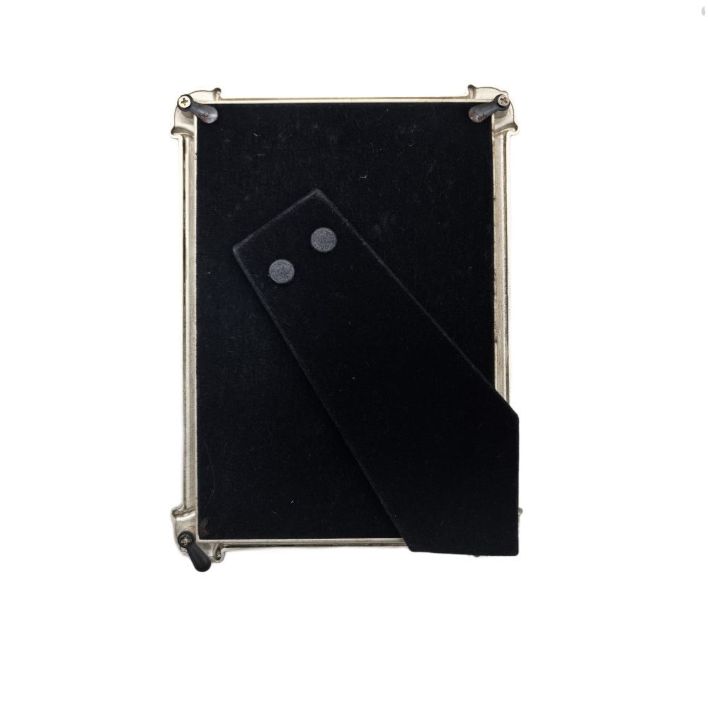 Silver Metal Picture Frame With Blue Rhinestone Corner,Real Glass Photo Frame For Wall And Tabletop Display Family Office