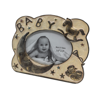 Cute Picture Frame With Embossed Crescent And Stars,Real Glass Photo Frame For Wall And Tabletop Display Family Office