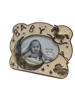 Cute Picture Frame With Embossed Crescent And Stars,Real Glass Photo Frame For Wall And Tabletop Display Family Office
