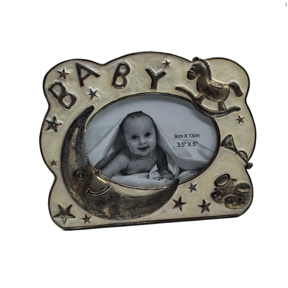 Cute Picture Frame With Embossed Crescent And Stars,Real Glass Photo Frame For Wall And Tabletop Display Family Office