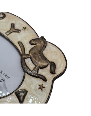 Cute Picture Frame With Embossed Crescent And Stars,Real Glass Photo Frame For Wall And Tabletop Display Family Office