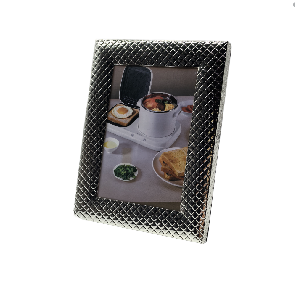 Silver Picture Frame With Embossed Diamond Pattern,Real Glass Photo Frame For Wall And Tabletop Display Family Office