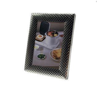 Silver Picture Frame With Embossed Diamond Pattern,Real Glass Photo Frame For Wall And Tabletop Display Family Office