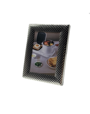 Silver Picture Frame With Embossed Diamond Pattern,Real Glass Photo Frame For Wall And Tabletop Display Family Office