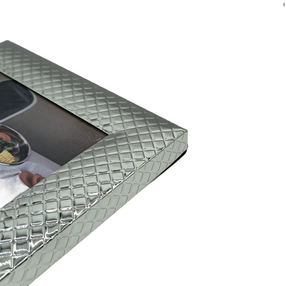 Silver Picture Frame With Embossed Diamond Pattern,Real Glass Photo Frame For Wall And Tabletop Display Family Office
