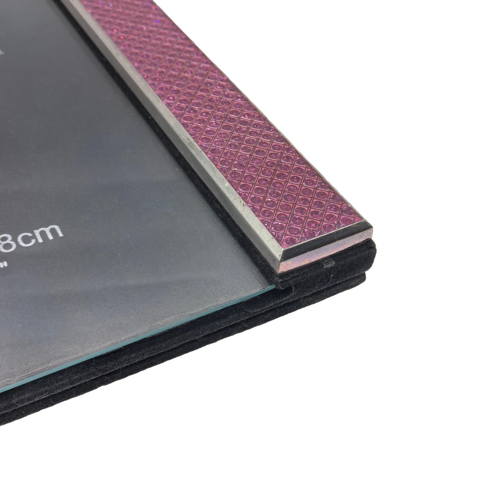 Picture Frame With Purple Rhinestone Edge,Real Glass Photo Frame For Wall And Tabletop Display Family Office