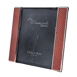 Picture Frame With Orange Rhinestone Edge,Real Glass Photo Frame For Wall And Tabletop Display Family Office