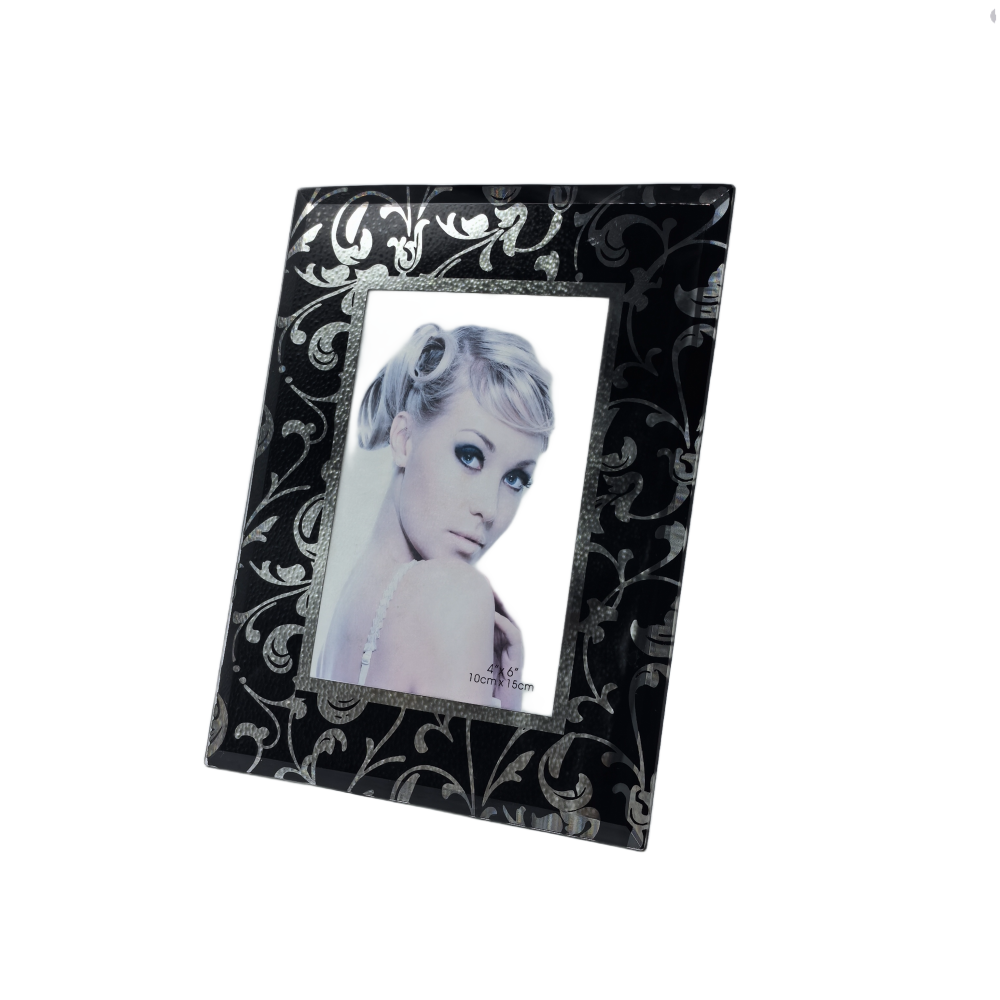 Vintage Picture Frame With Cirrus Pattern,Real Glass Photo Frame For Wall And Tabletop Display Family Office