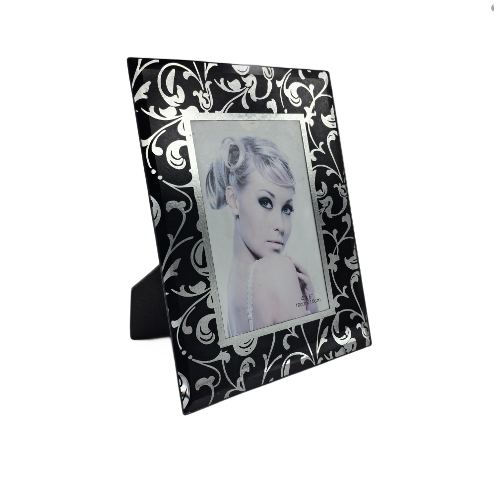 Vintage Picture Frame With Cirrus Pattern,Real Glass Photo Frame For Wall And Tabletop Display Family Office