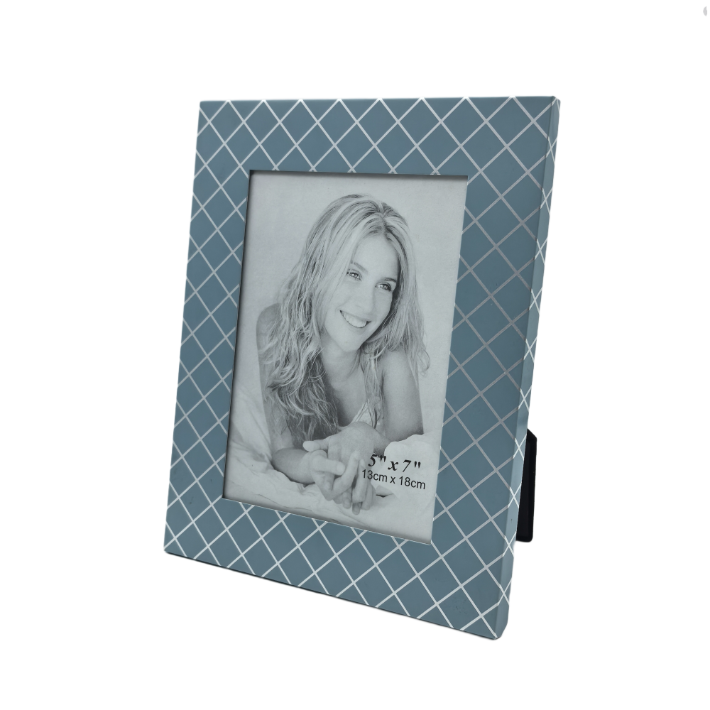 Picture Frame With Checks Pattern,Real Glass Photo Frame For Wall And Tabletop Display Family Office