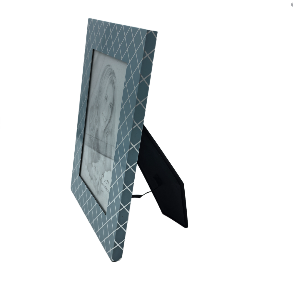 Picture Frame With Checks Pattern,Real Glass Photo Frame For Wall And Tabletop Display Family Office