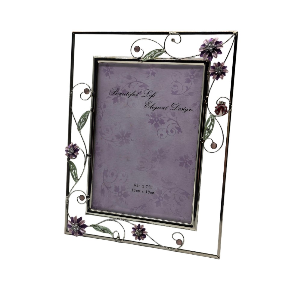 Picture Frame With Embossed Vintage Flora,Real Glass Photo Frame For Wall And Tabletop Display Family Office