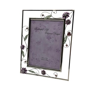 Picture Frame With Embossed Vintage Flora,Real Glass Photo Frame For Wall And Tabletop Display Family Office