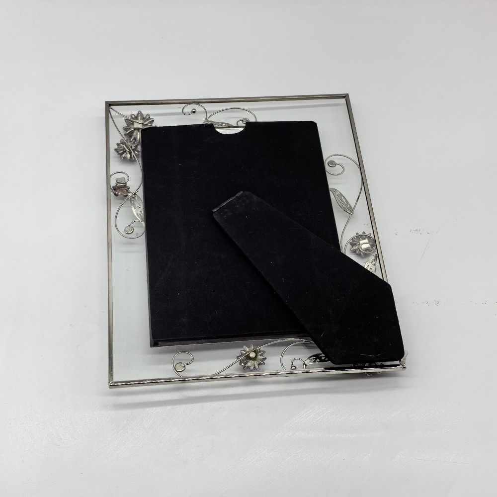 Picture Frame With Embossed Vintage Flora,Real Glass Photo Frame For Wall And Tabletop Display Family Office