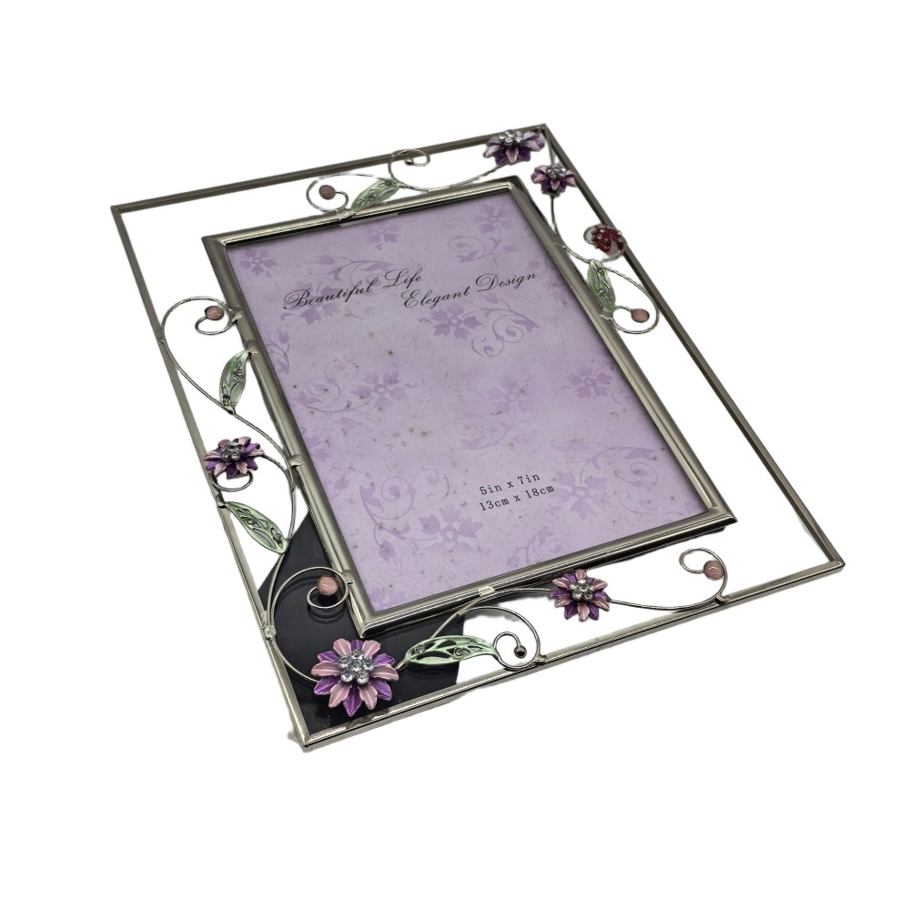 Picture Frame With Embossed Vintage Flora,Real Glass Photo Frame For Wall And Tabletop Display Family Office
