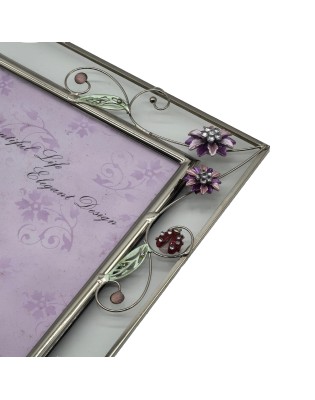 Picture Frame With Embossed Vintage Flora,Real Glass Photo Frame For Wall And Tabletop Display Family Office