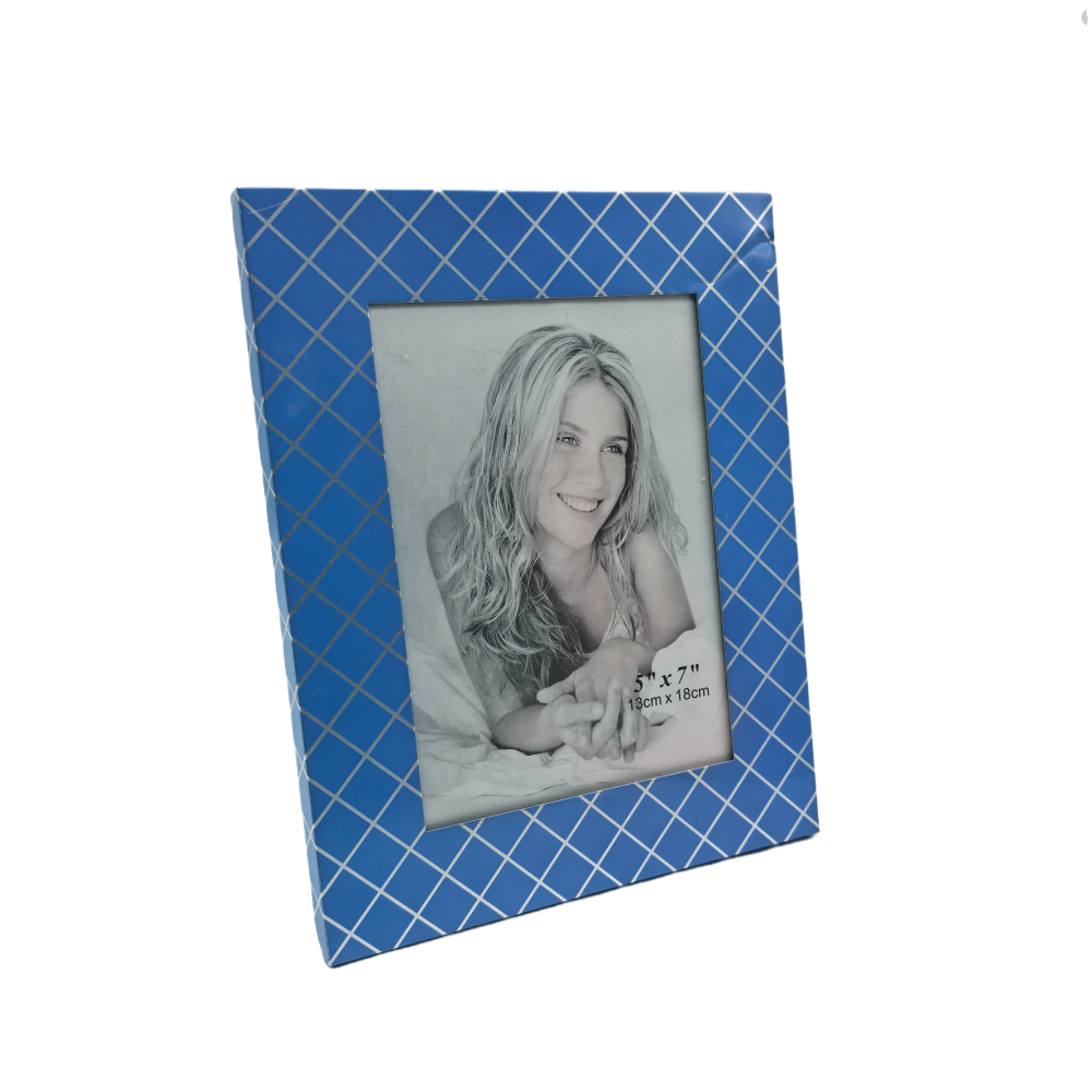 Picture Frame With Checks Pattern,Real Glass Photo Frame For Wall And Tabletop Display Family Office