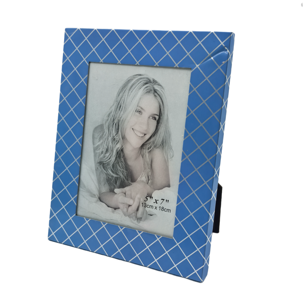 Picture Frame With Checks Pattern,Real Glass Photo Frame For Wall And Tabletop Display Family Office