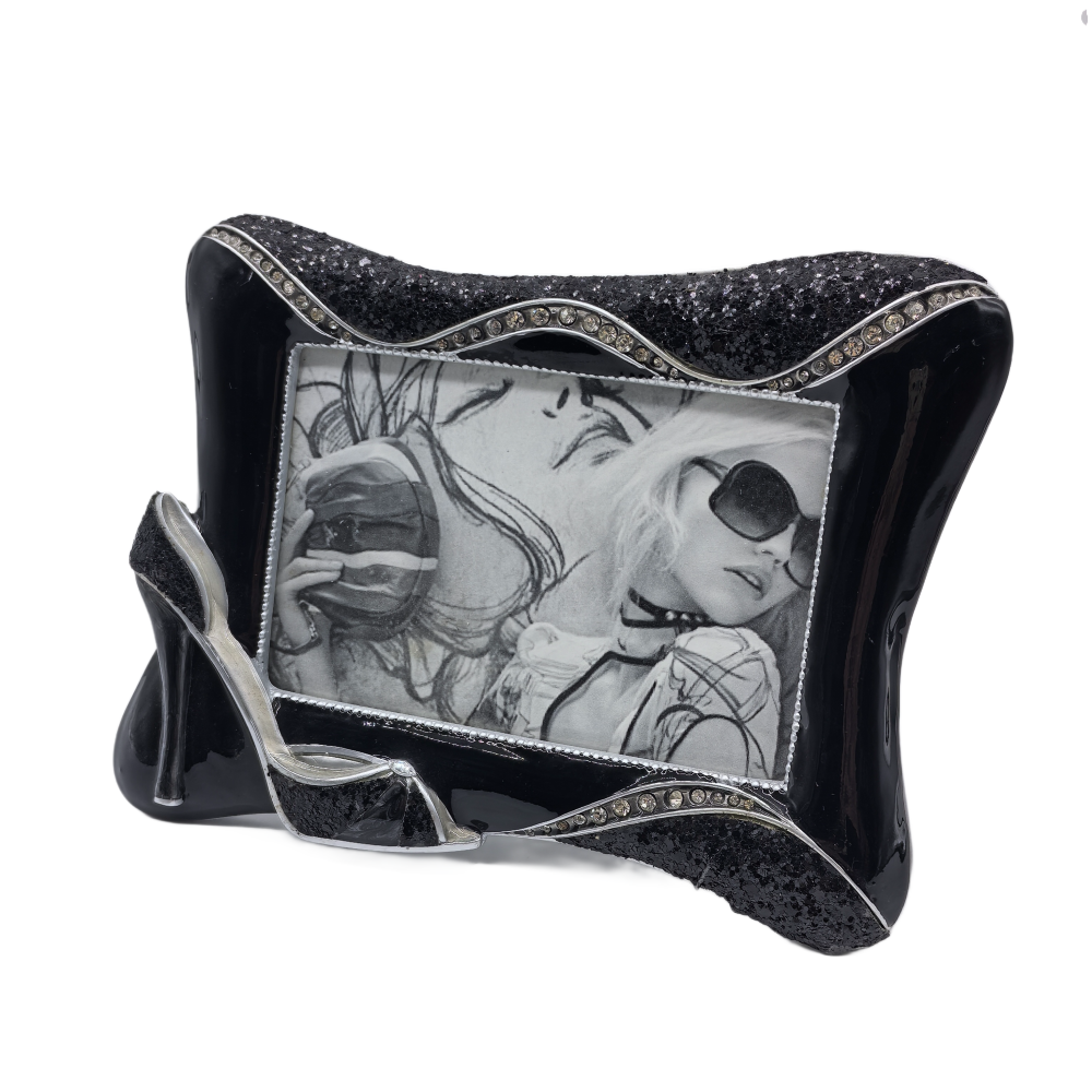 Picture Frame With Embossed Black High-heel Shoe,Real Glass Photo Frame For Wall And Tabletop Display Family Office