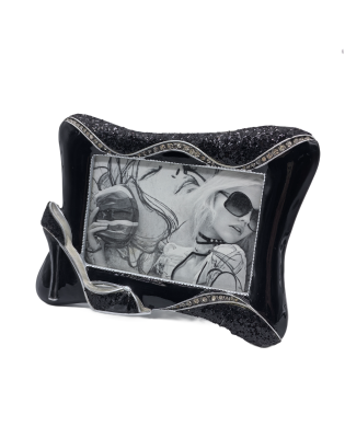 Picture Frame With Embossed Black High-heel Shoe,Real Glass Photo Frame For Wall And Tabletop Display Family Office