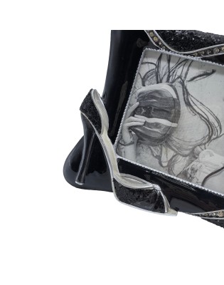 Picture Frame With Embossed Black High-heel Shoe,Real Glass Photo Frame For Wall And Tabletop Display Family Office