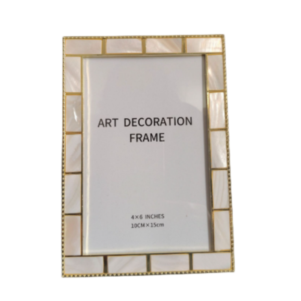 Natural Shell Inlay Picture Frame With Gold Metal Edge,Picture Frames For Wall And Tabletop Display Family Office