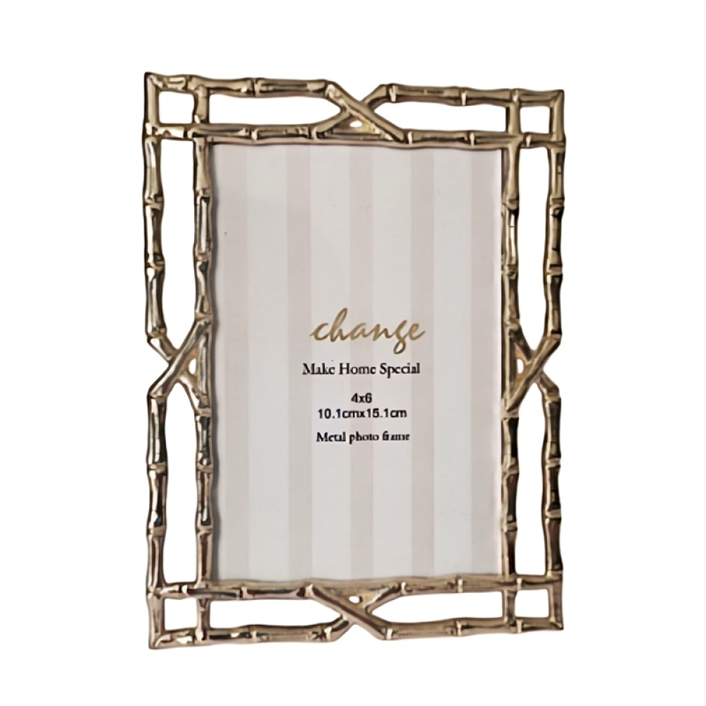 Gold Bamboo Design Picture Frame, Picture Frames For Wall And Tabletop Display Family Office