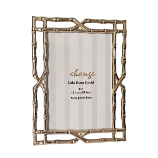 Gold Bamboo Design Picture Frame, Picture Frames For Wall And Tabletop Display Family Office