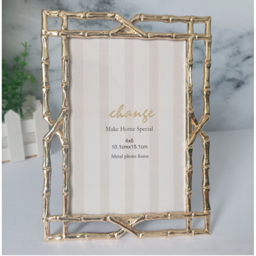 Gold Bamboo Design Picture Frame, Picture Frames For Wall And Tabletop Display Family Office