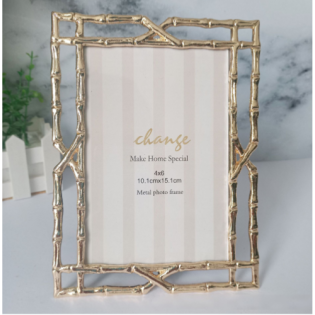 Gold Bamboo Design Picture Frame, Picture Frames For Wall And Tabletop Display Family Office