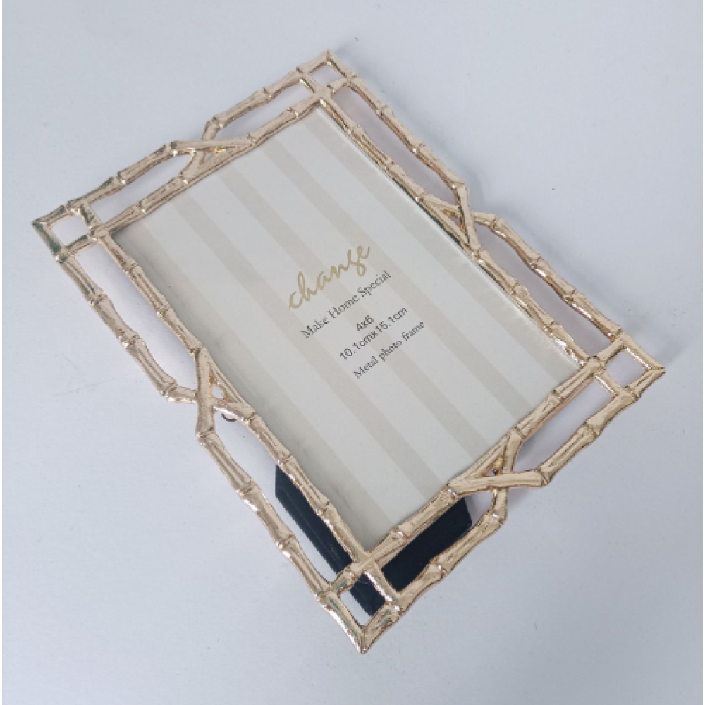 Gold Bamboo Design Picture Frame, Picture Frames For Wall And Tabletop Display Family Office