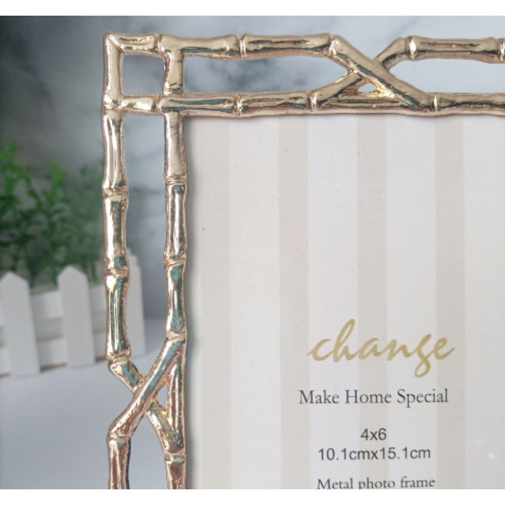 Gold Bamboo Design Picture Frame, Picture Frames For Wall And Tabletop Display Family Office