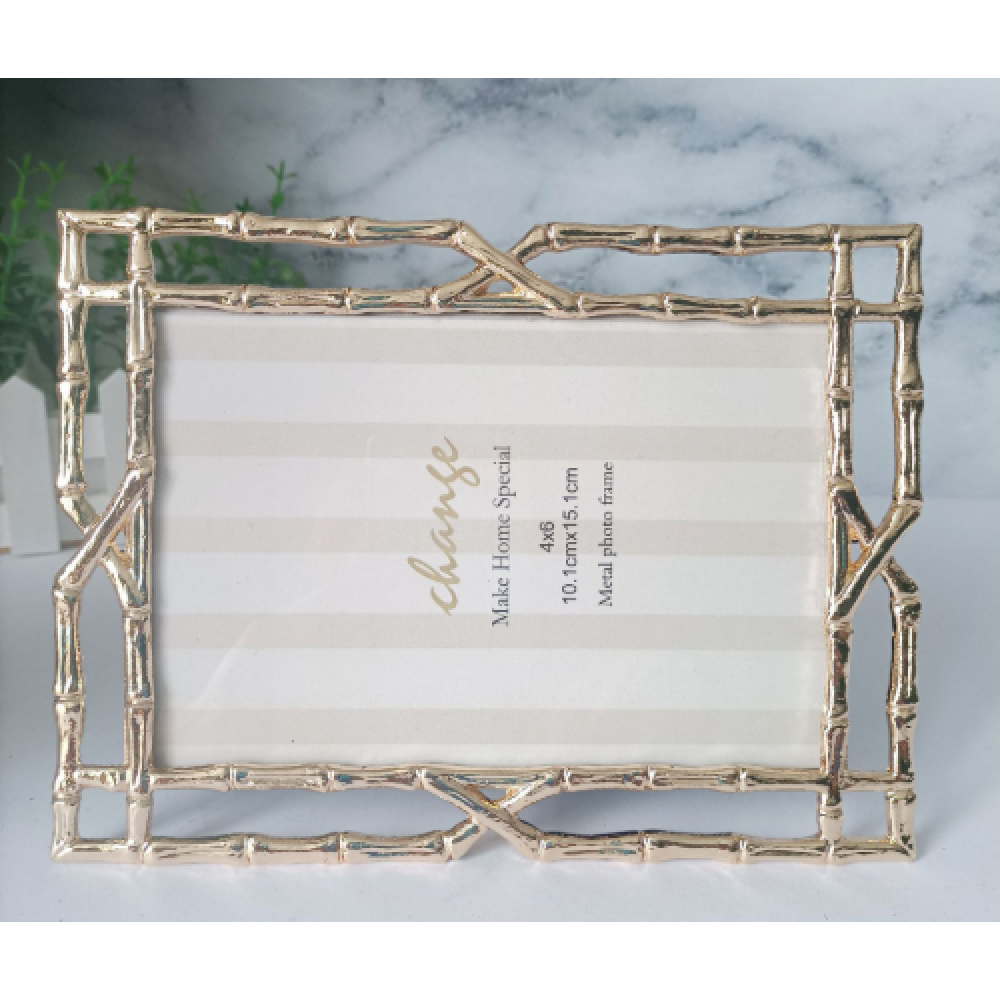 Gold Bamboo Design Picture Frame, Picture Frames For Wall And Tabletop Display Family Office