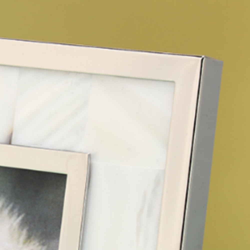 Natural Shell Inlay Picture Frame With Silver Metal Edge,Picture Frames For Wall And Tabletop Display Family Office