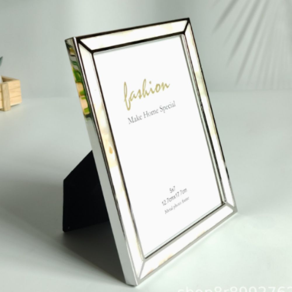 Natural Shell Inlay Picture Frame With Black Edge,Picture Frames For Wall And Tabletop Display Family Office