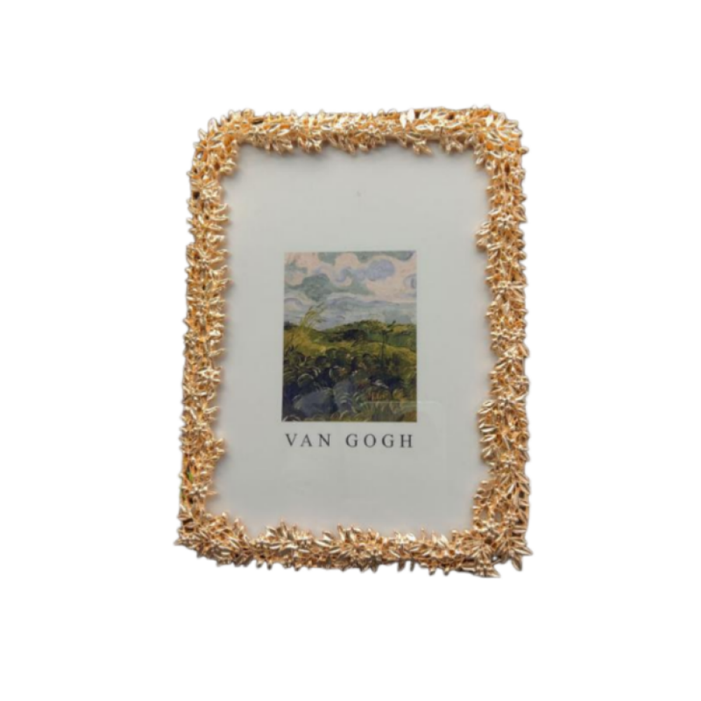 Gold Metal Picture Frame,Ornate Leaf Textured Picture Frames For Wall And Tabletop Display Family Office