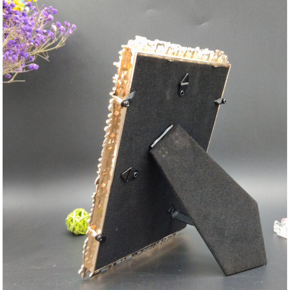 Gold Metal Picture Frame,Ornate Leaf Textured Picture Frames For Wall And Tabletop Display Family Office