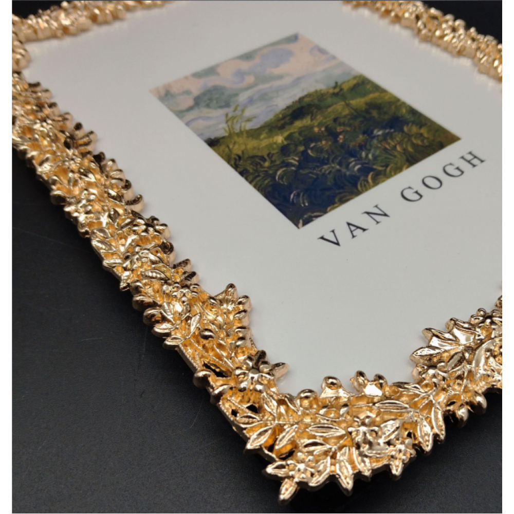 Gold Metal Picture Frame,Ornate Leaf Textured Picture Frames For Wall And Tabletop Display Family Office