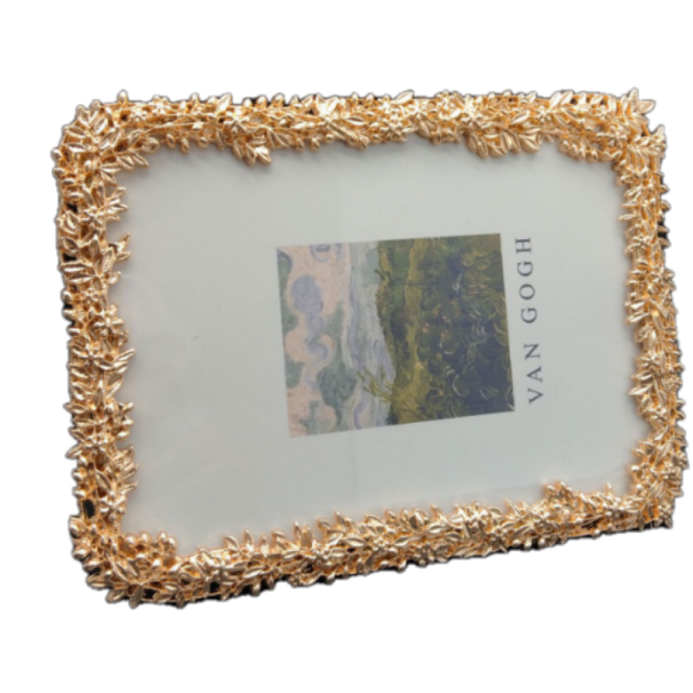 Gold Metal Picture Frame,Ornate Leaf Textured Picture Frames For Wall And Tabletop Display Family Office