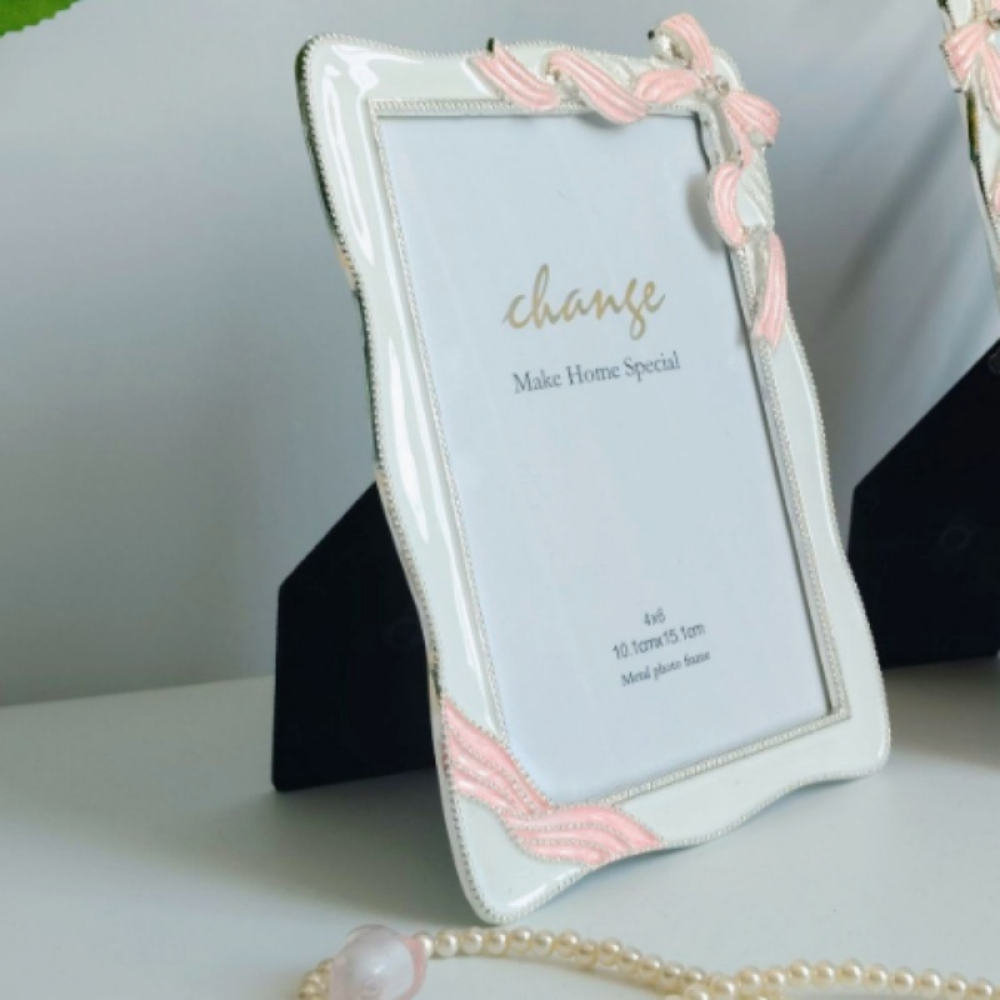 Enamel Flora Picture Frame With Black Edge, Picture Frames For Wall And Tabletop Display Family Office