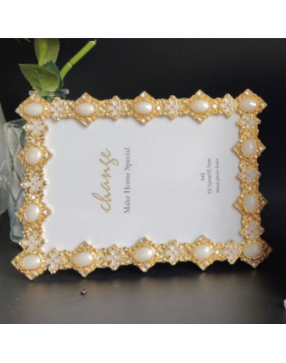 Gold Picture Frame With Pearl For Wedding Gift,Picture Frames For Wall And Tabletop Display Family Office