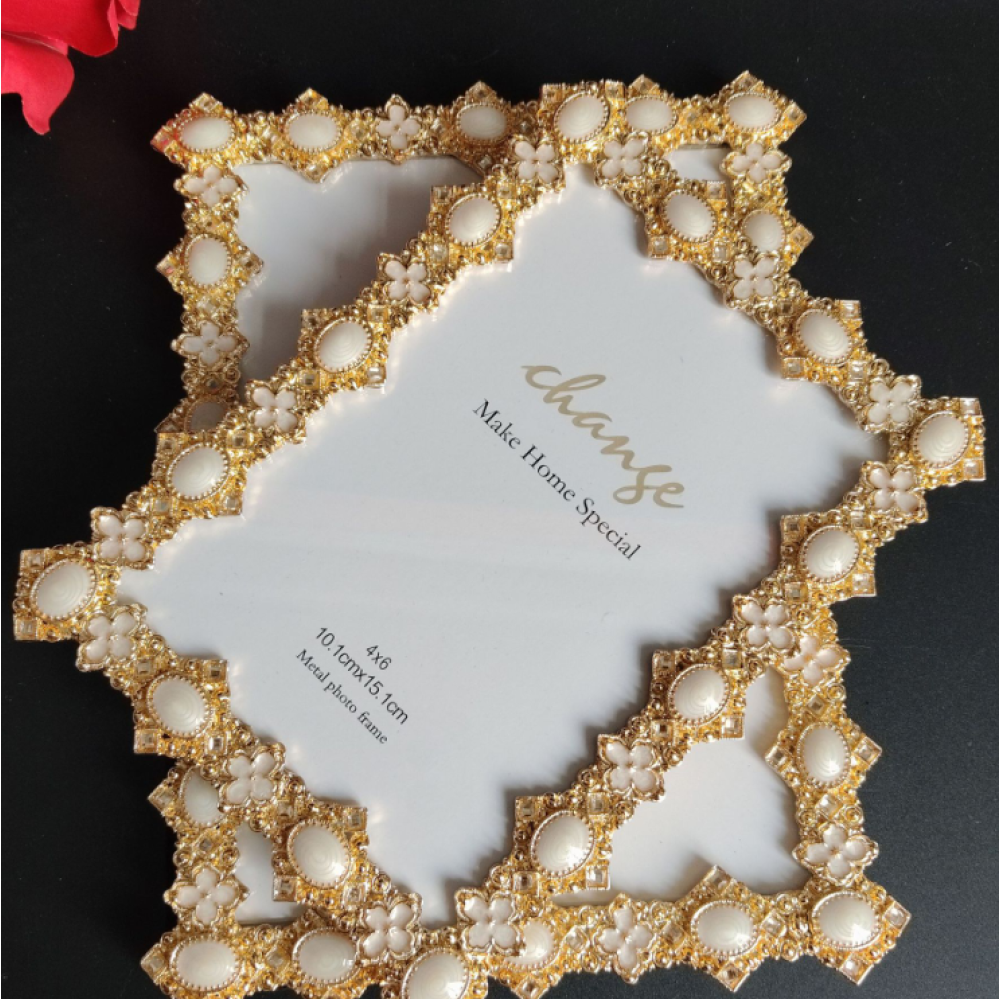 Gold Picture Frame With Pearl For Wedding Gift,Picture Frames For Wall And Tabletop Display Family Office