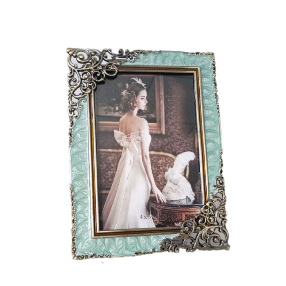 Vintage Enamel Picture Frame,Green Ornate Picture Frames For Wall And Tabletop Display Family Office