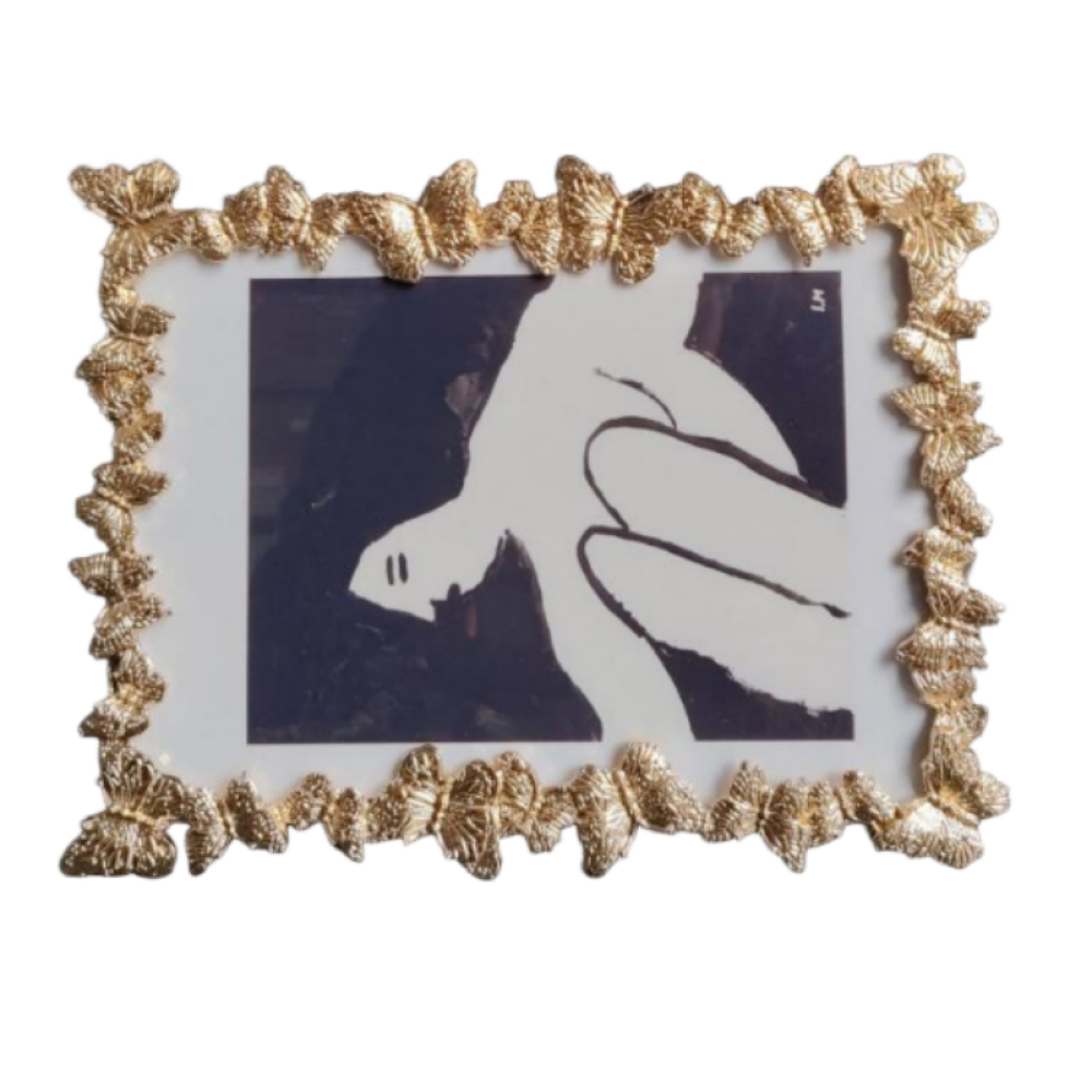 Gold Metal Picture Frame,Ornate Butterfly Textured Picture Frames For Wall And Tabletop Display Family Office