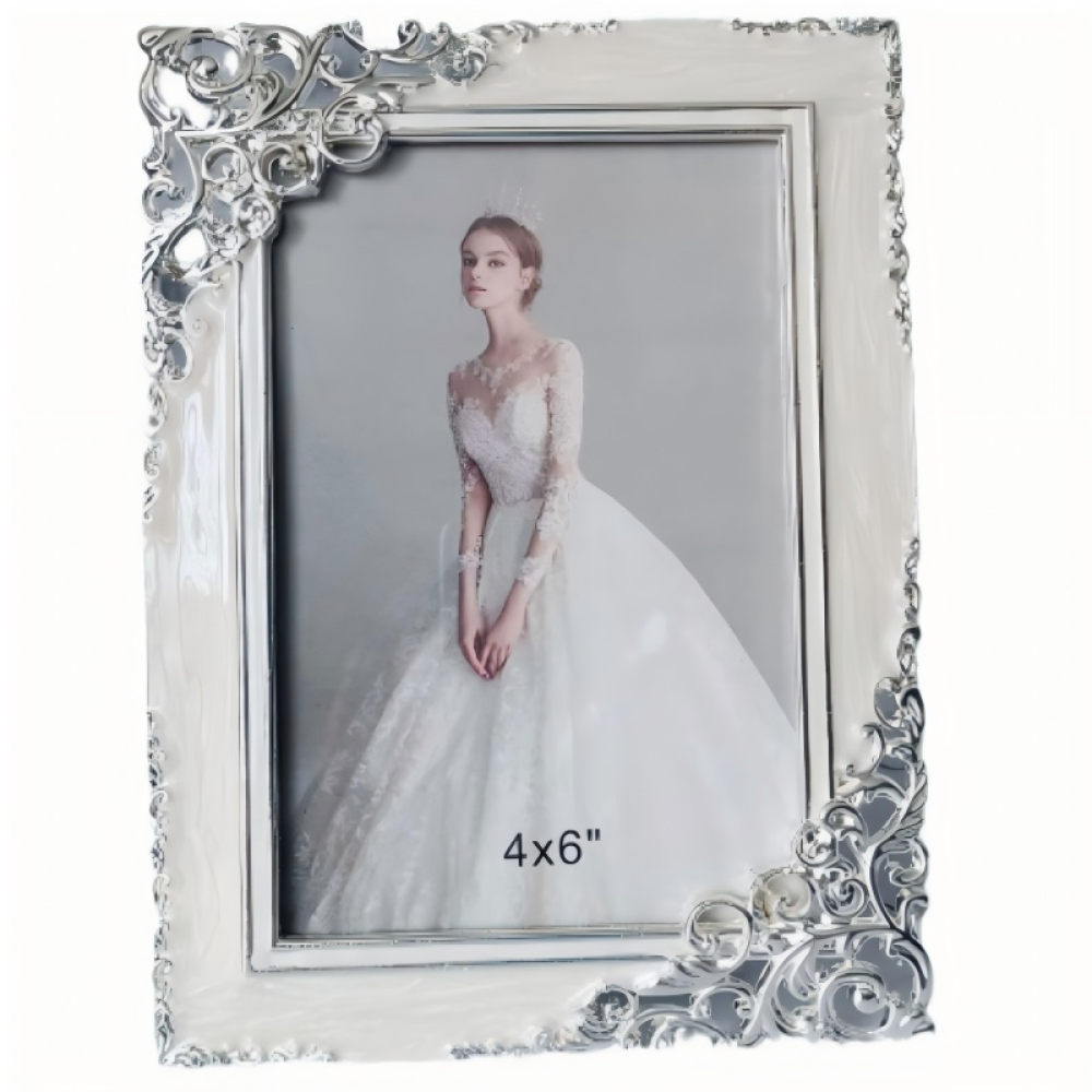 Vintage Enamel Picture Frame,White Ornate Picture Frames For Wall And Tabletop Display Family Office