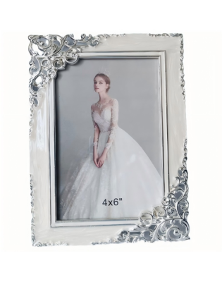 Vintage Enamel Picture Frame,White Ornate Picture Frames For Wall And Tabletop Display Family Office