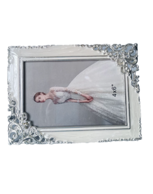 Vintage Enamel Picture Frame,White Ornate Picture Frames For Wall And Tabletop Display Family Office